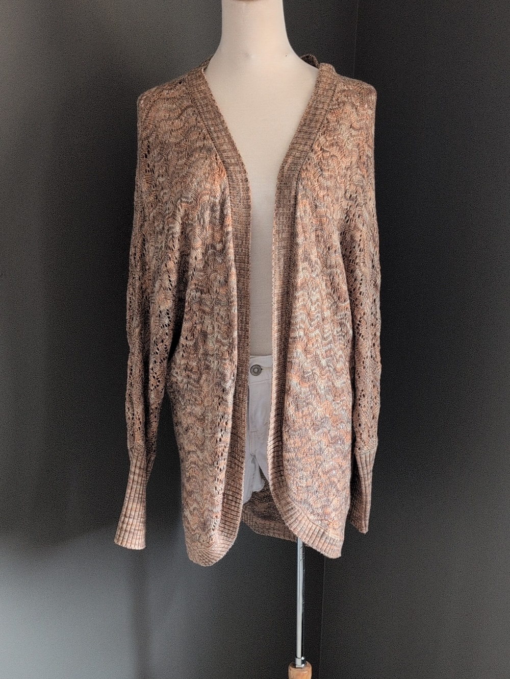 Daytrip Open-Front Marled Brown Knit Cardigan XS